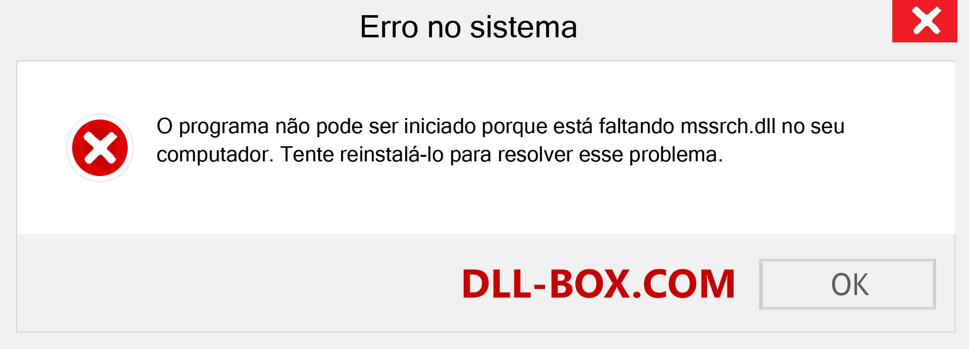 Arquivo mssrch.dll ausente ?. Download para Windows 7, 8, 10 - Correção de erro ausente mssrch dll no Windows, fotos, imagens